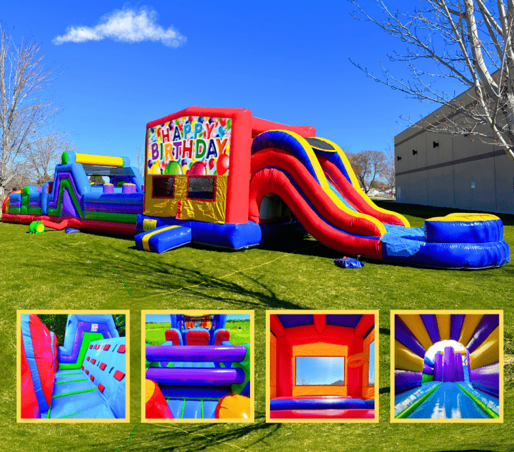 70ft Xtreme Birthday Bash Bounce & Slide Obstacle Madness