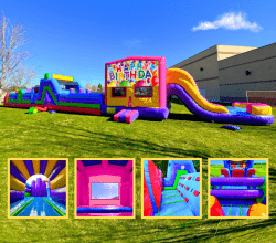 70ft Xtreme P Birthday Bash Bounce & Slide Obstacle Madness