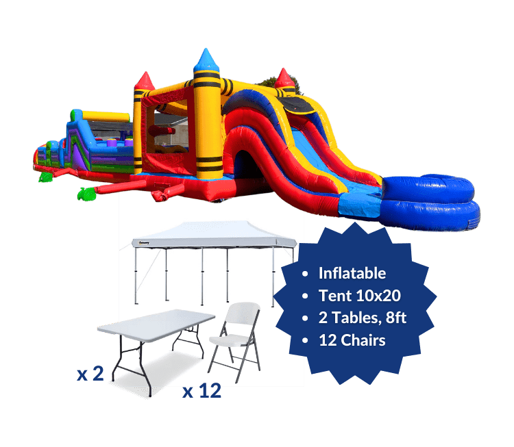 Party Package 70ft Xtreme Bounce & Slide Obstacle Madness