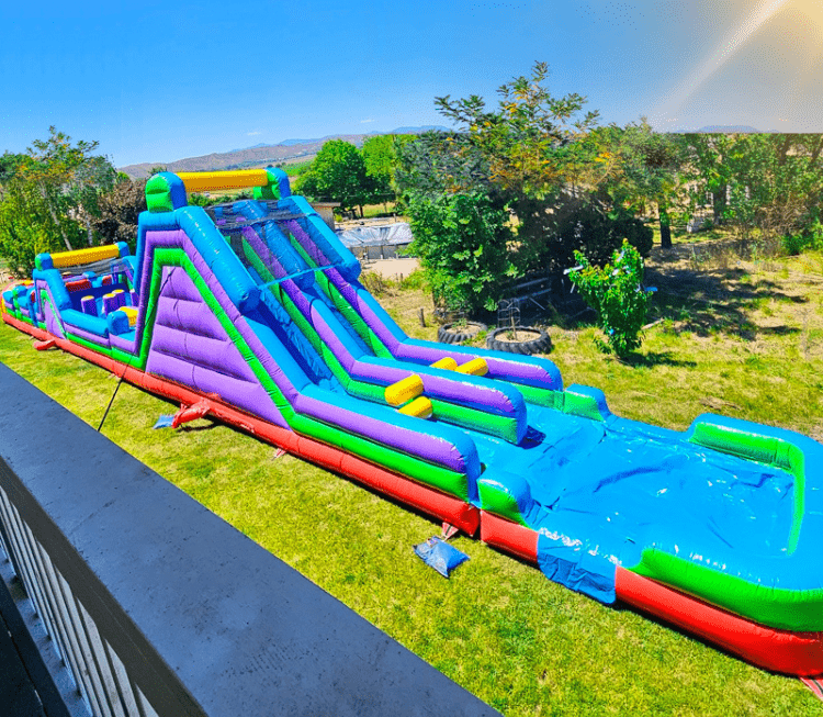 90ft Adrenaline Rush Dual Lane Slide Obstacle /w Plunge Pool