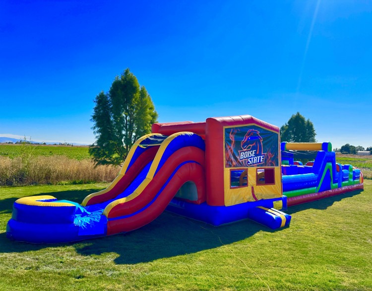 70ft Xtreme Boise State Bounce & Slide Obstacle Madness